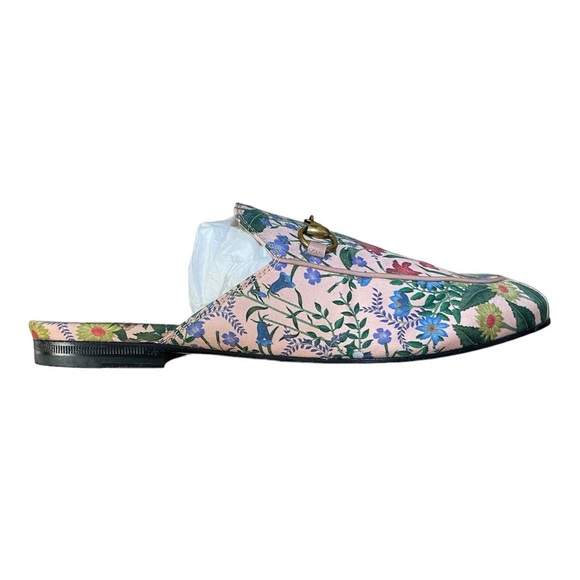 Gucci Princetown Floral Pink Mules Loafers Slip On - Picture 5 of 8